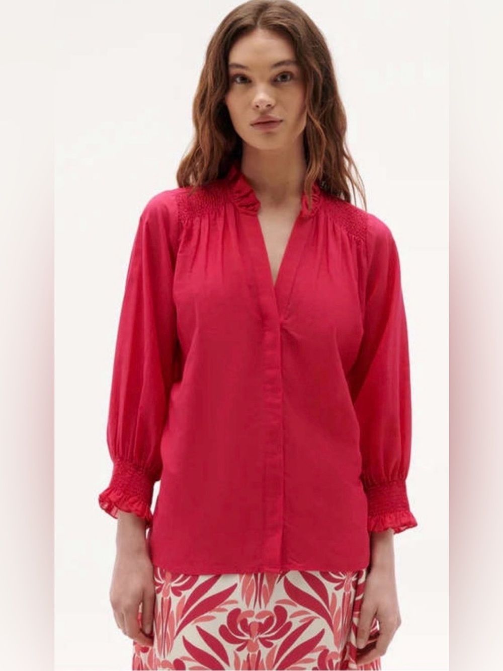 Figue Dolores Smocked Top Raspberry Pink. Size 4 Will Fit a 6. NWOT. MSRP $328.